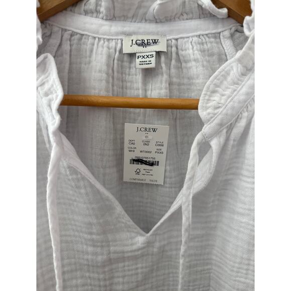 J.Crew Petite Long-Sleeve Gauzey Tie-top in Bright White Size XXSP - Picture 8 of 11